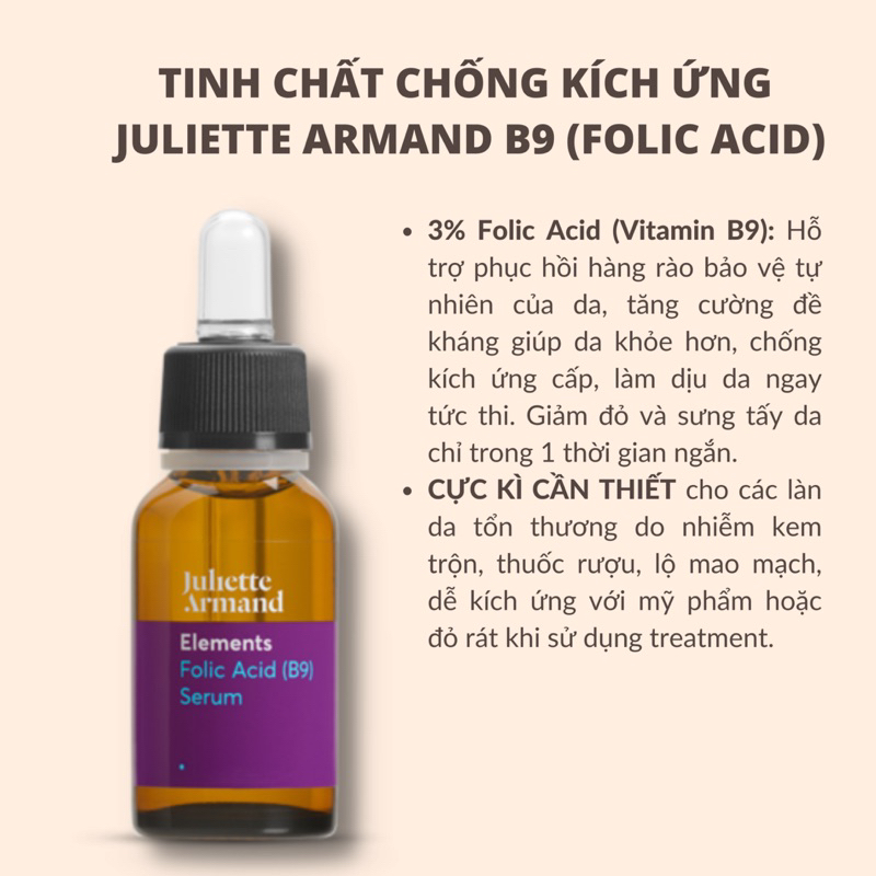 SERUM GIẢM KÍCH ỨNG JULIETTE ARMAND FOLIC ACID B9 20ML