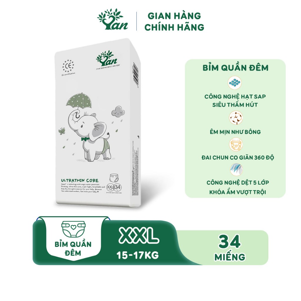 Bỉm quần Angel Yan Ultrathin Core size XXL34