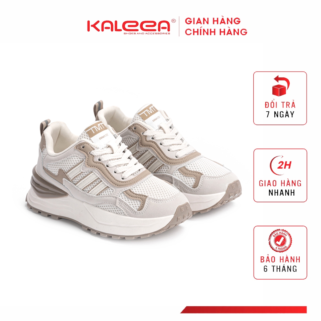 𝗞𝗔𝗟𝗘𝗘𝗔 - Giày Thể Thao Nữ Sneaker Đế Mềm Cao 4p Lưới Khí Dệt Kim Phối Da Đi Thoáng - T92