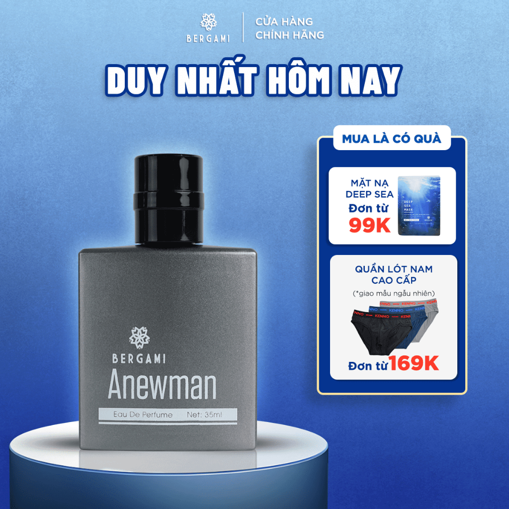 Nước Hoa Nam Thơm Lâu Bergami Anewman, Nước Hoa Chính Hãng Hương XẠ HƯƠNG Nam Tính Sang Trọng, Lưu Hương 6H 35ml/chai