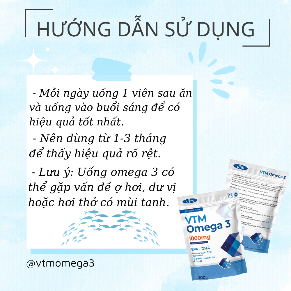Viên uống dầu cá VTM Omega 3 hỗ trợ não bộ và thị lực - gói 100 viên