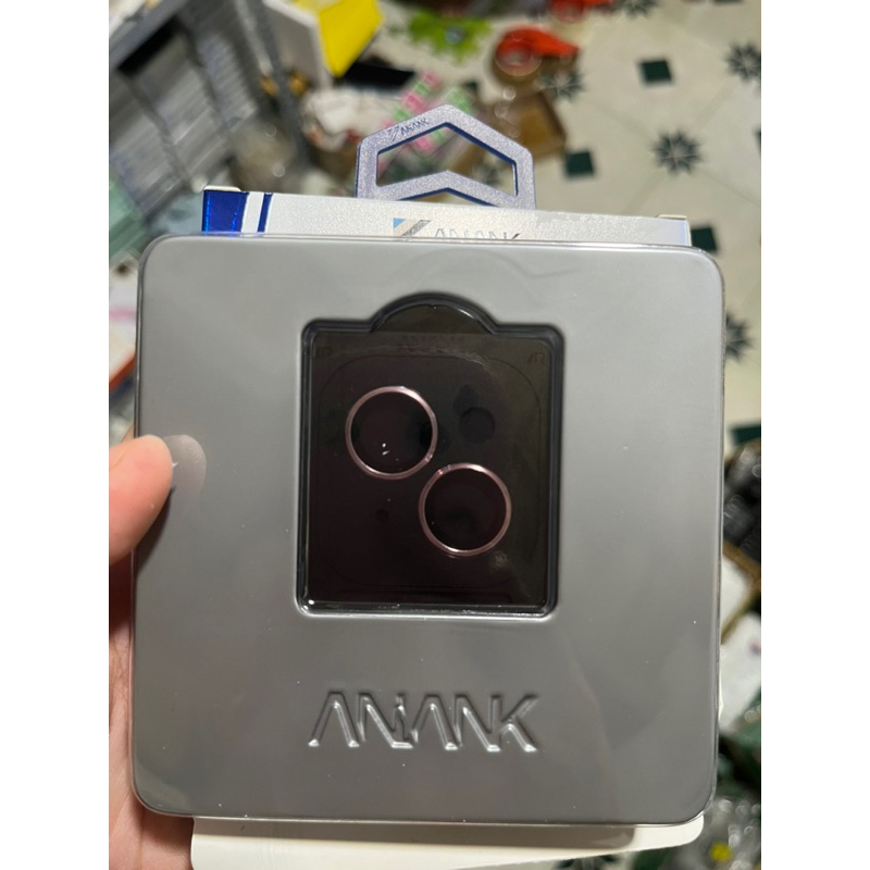 Bộ dán Lens Anank bảo vệ mắt camera cho iPhone 15/ 15 Plus 2 tầng kính + vành nhôm siêu trong xịn Full Box