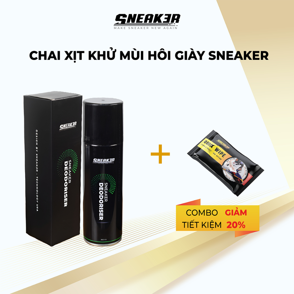 Bình xịt khử mùi giày và Khăn lau gày tiện lợi 12c SNEAK3R