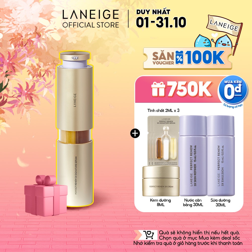 [NHẬP COSLAN4 -200K] Tinh Chất Chống Lão Hoá, săn chắc và căng bóng da Laneige Serum Perfect Renew 3X Signature 40ml