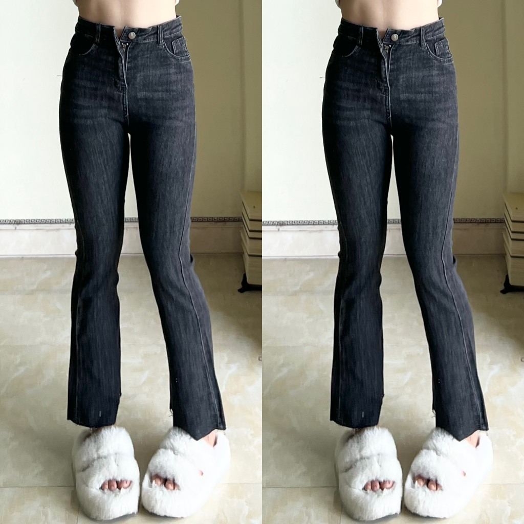 Quần jeans loe màu khói loang Yến Tee,màu lạ mới 2024,quần đi học,quần che khuyết điểm