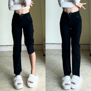 (Chất Đẹp ) Quần jeans ống đứng Đen Yến Tee, chuẩn chất jeans cotton mềm,co dãn tốt