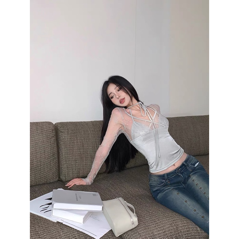 ROSALEE Áo tay dài ren ôm eo tách lẻ - RAWLY TOP