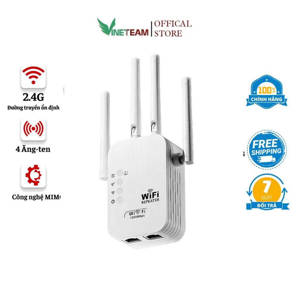 Kích Sóng Wifi 4 Râu Vinetteam Ăng Ten Phát Xuyên Tường Siêu Mạnh -dc5054