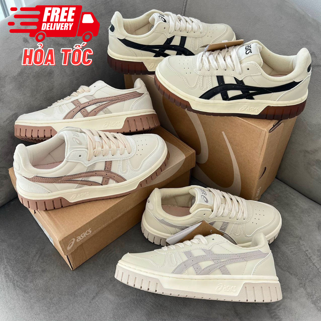 Giày Asics Court MZ Cream Black Gum, Giày Asics Nam nữ bản cao cấp full phụ kiện