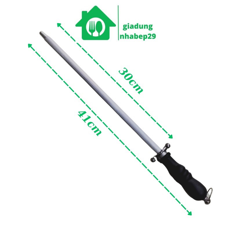Cây mài dao, thanh liếc dao, thép cacbon siêu cứng, hình trụ tròn, tay cầm bọc nhựa, dài 41cm