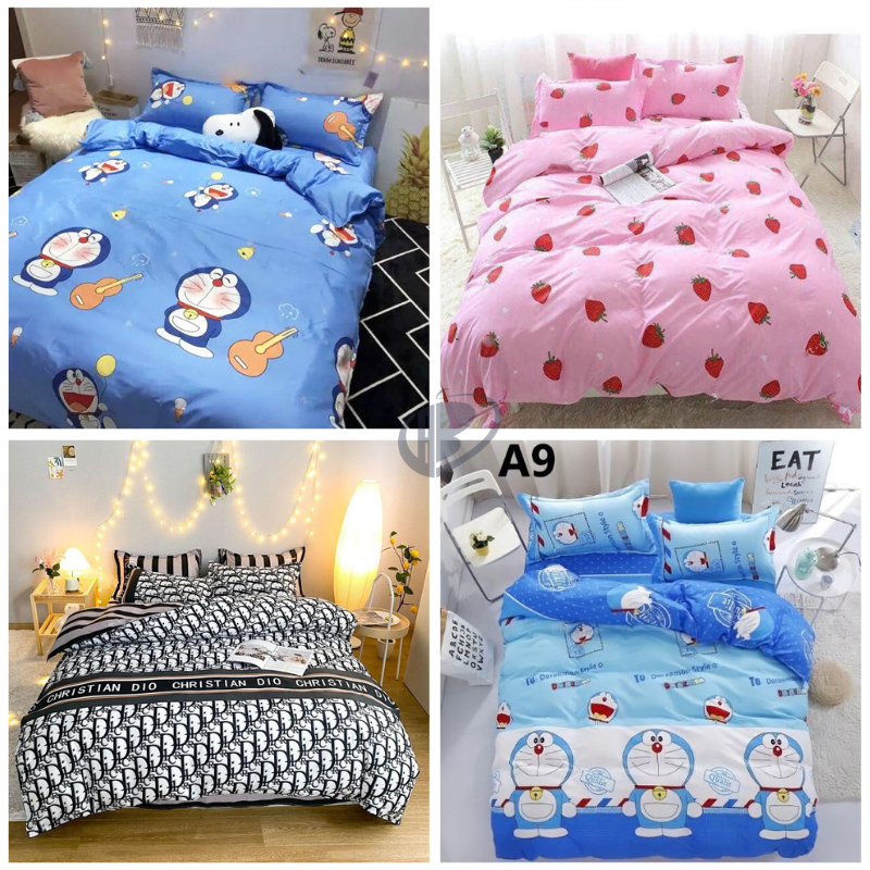Bộ Vỏ Chăn Ga Gối Cotton Poly 5 Món Mẫu Tuần Lộc Xanh drap giường Hàn Quốc miễn phí bo chun ga giường bọc đệm