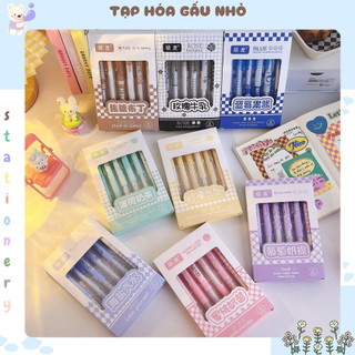 Hộp 6 bút gel ST Tone pastel kẻ caro mực đen