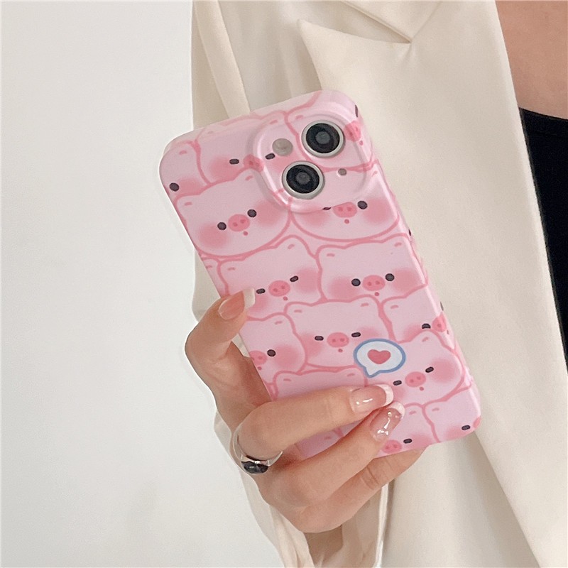 Ốp Lưng iPhone Nhựa Cứng Bóng Hình Heo Hồng Cho iPhone 7 Plus / X/ Xs/ Xs Max/ 11/12/13/14 Pro Max - A Mẫn Sài Gòn