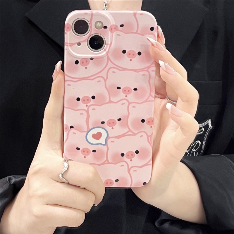 Ốp Lưng iPhone Nhựa Cứng Bóng Hình Heo Hồng Cho iPhone 7 Plus / X/ Xs/ Xs Max/ 11/12/13/14 Pro Max - A Mẫn Sài Gòn
