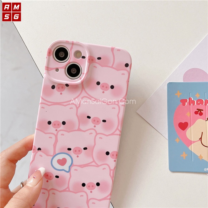 Ốp Lưng iPhone Nhựa Cứng Bóng Hình Heo Hồng Cho iPhone 7 Plus / X/ Xs/ Xs Max/ 11/12/13/14 Pro Max - A Mẫn Sài Gòn