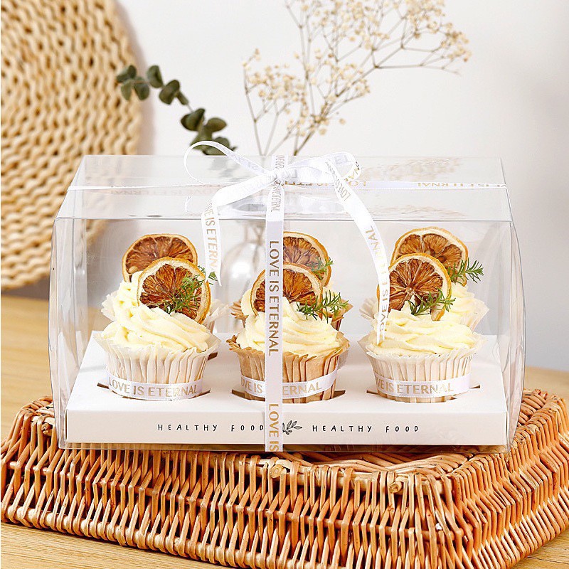Hộp Mica Trong Suốt đựng bánh cupcake