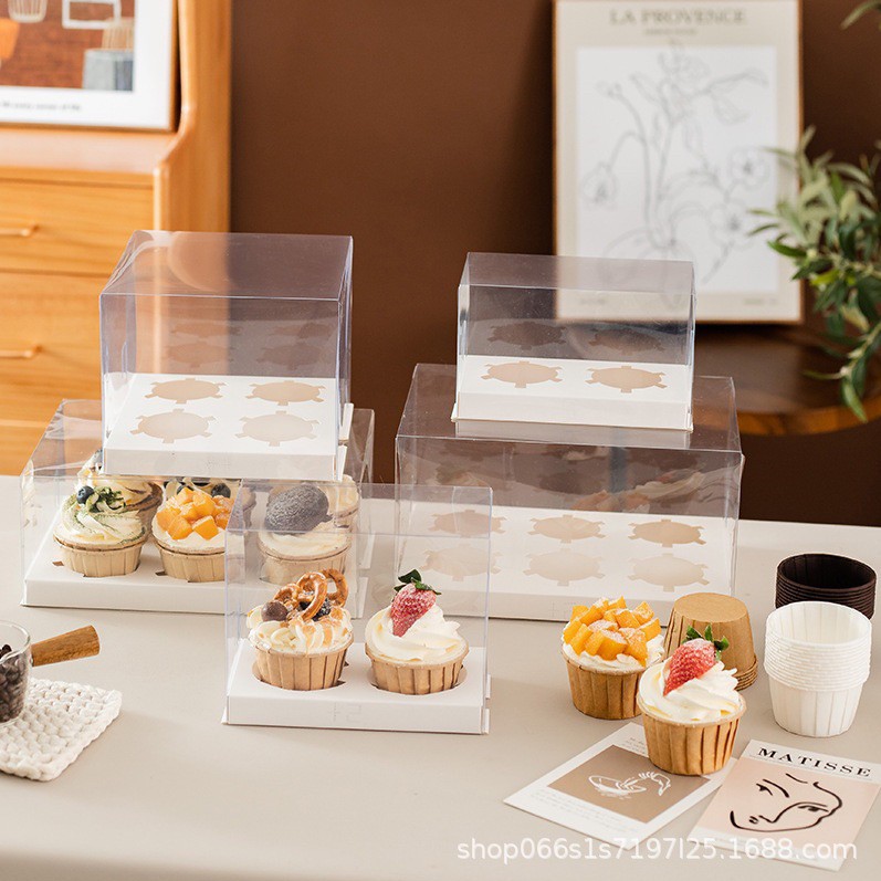 Hộp Mica Trong Suốt đựng bánh cupcake