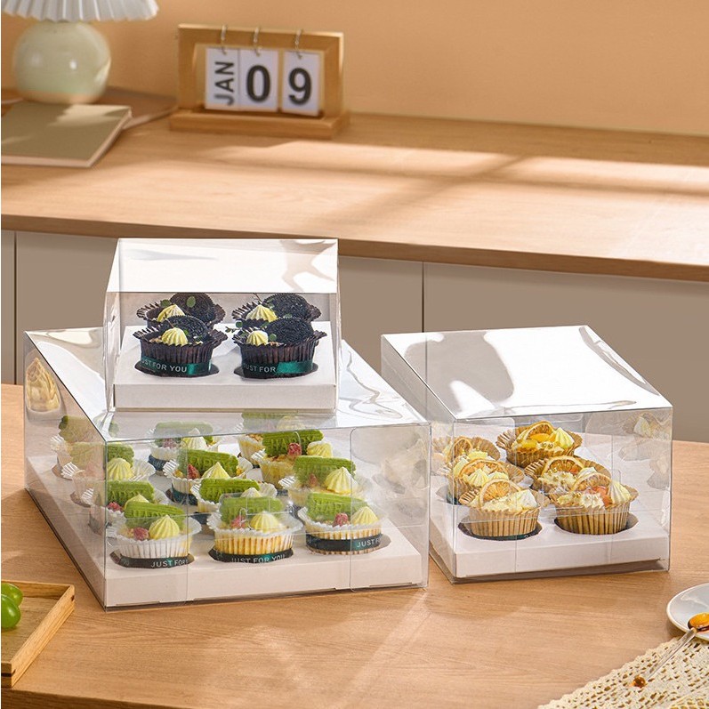 Hộp Mica Trong Suốt đựng bánh cupcake