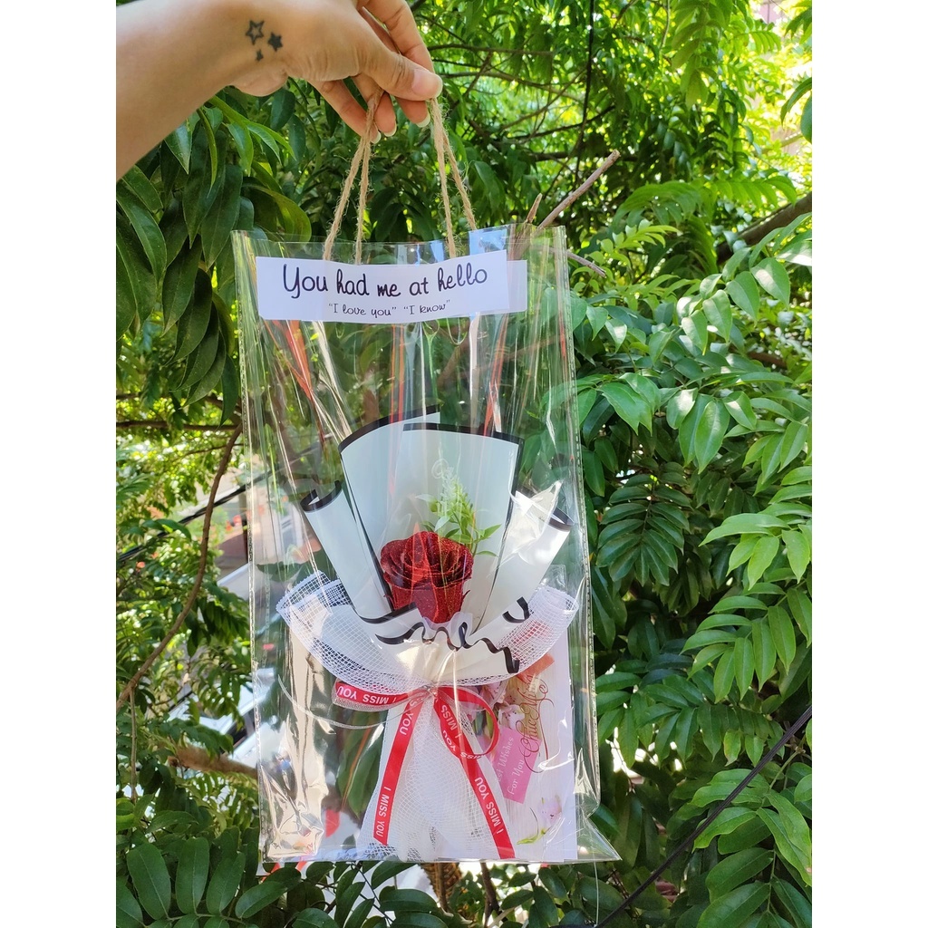 Túi Đựng Hoa Tươi, Hoa Sáp, Hoa Len Trong Suốt Làm Quà Tặng Giáng Sinh Thiết Kế Trendy Nhiều Kích Thước Chất Liệu PVC