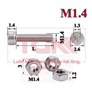 Bulong lgc đầu trụ kèm đai ốc inox 304 m1.4