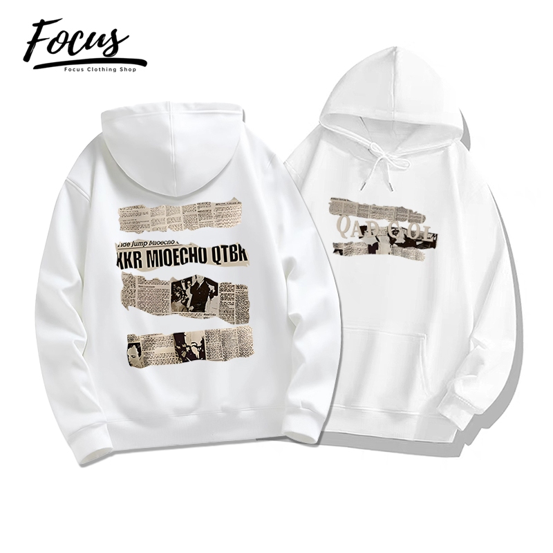 Focus local brand vintage đen áo hoodie nỉ bông đôi unisex áo khoác nỉ form rộng ulzzang 100%cotton