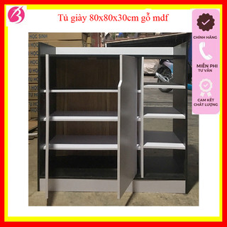 Tủ giày gỗ, tủ giầy gỗ, kệ để giày dép 2 cánh tủ, 3 tầng gỗ mdf kích thước 80x80x30cm
