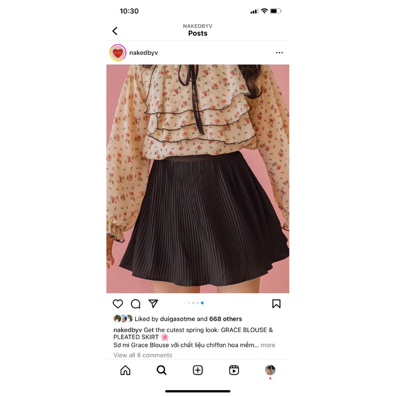 Áo kiểu NakedbyV voan hoa nhí 3 lớp yếm và dây buộc nơ điệu xinh đẹp