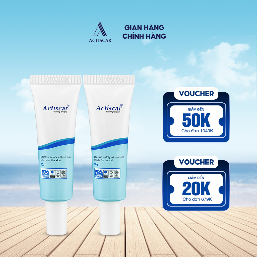 Bộ 2 kem sẹo actiscar 20g mờ sẹo lồi, sẹo lõm, sẹo thâm an toàn cho da chiết xuất thiên nhiên