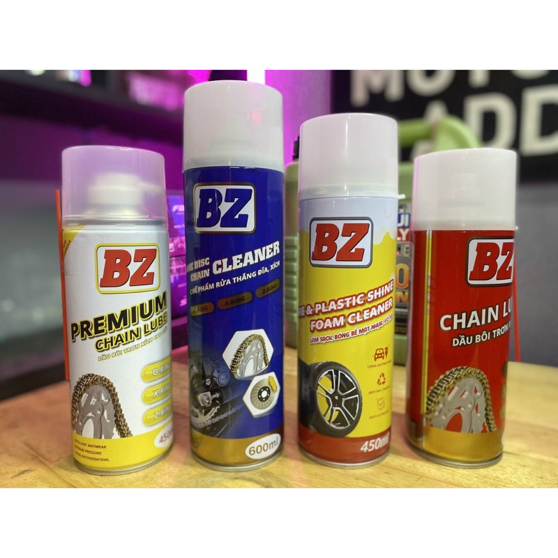 Combo Bôi trơn dưỡng sên BZ + Rủa sên BZ + +Bóng Vỏ, Nhựa Nhám BZ