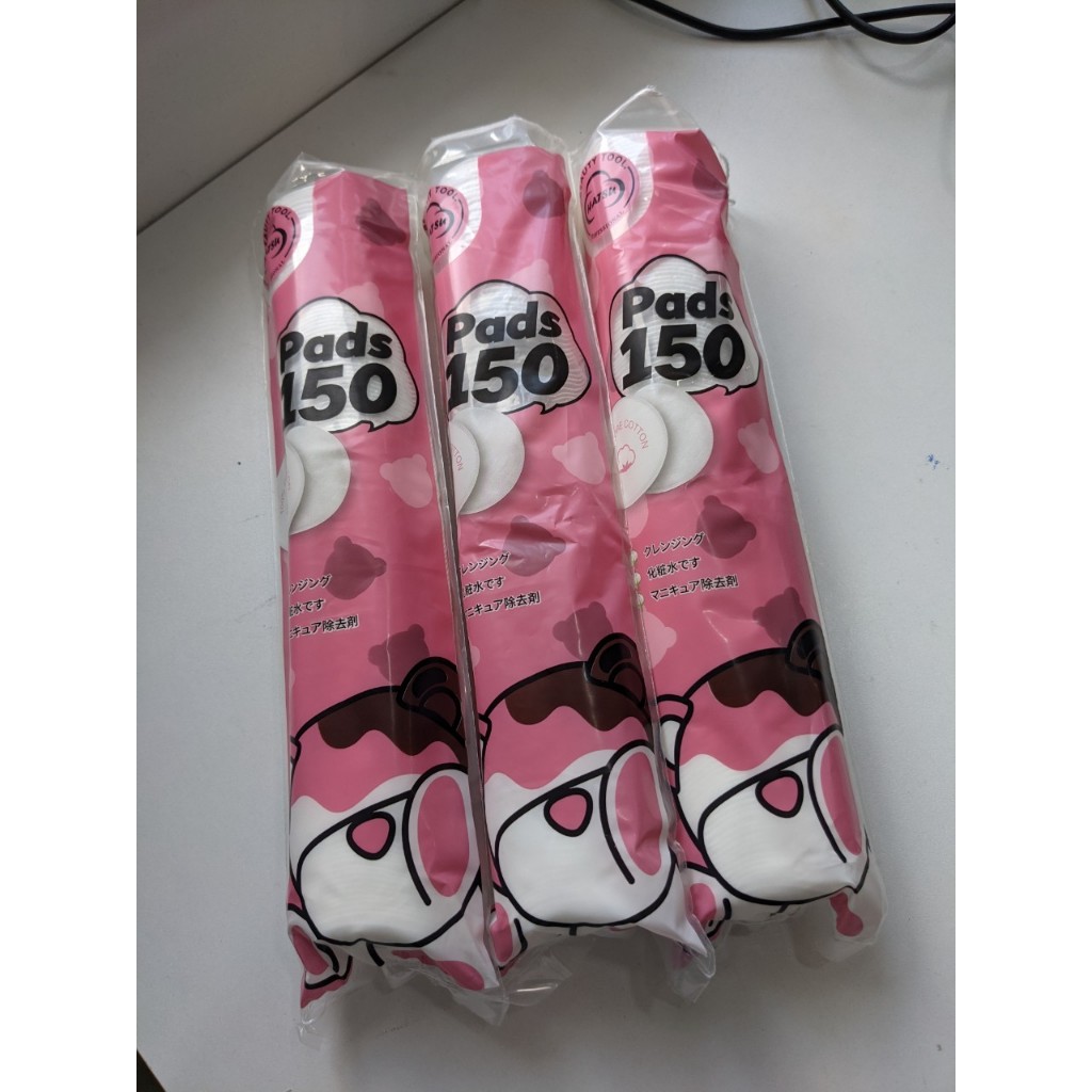 Bông tẩy trang gấu dâu 150 miếng tròn túi rút tiện lợi_Bông tẩy trang túi rút chính hãng_Tín đồ skincare