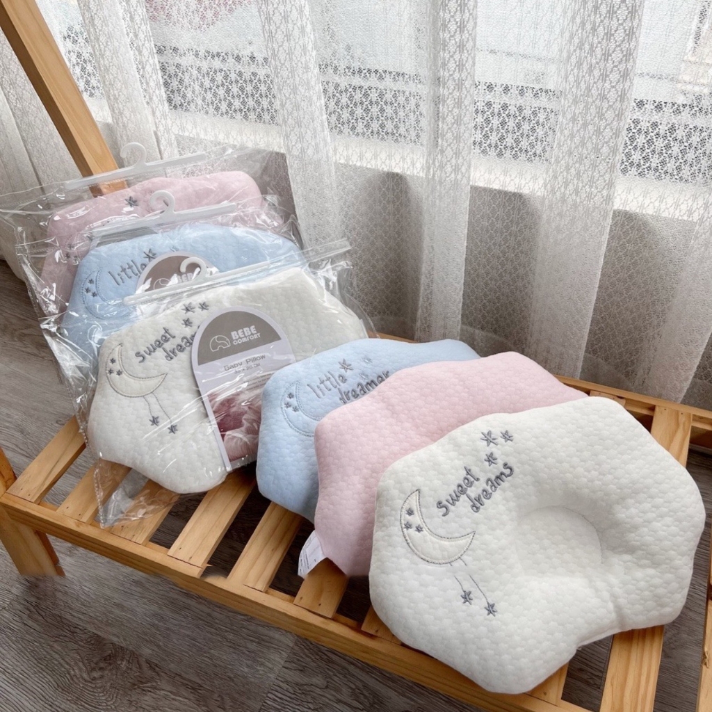 Gối lõm chống bẹp đầu méo đầu cho bé sơ sinh KidAndMom Bebe Comfort hình đám mây mềm mại thấm hút mồ hôi