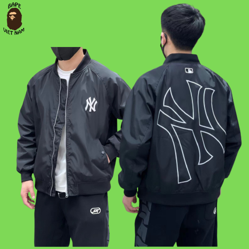 Áo khoác NY M.L.B, MLB NY jacket, Chất liệu áo gió 2 lớp, màu đen BapeVN