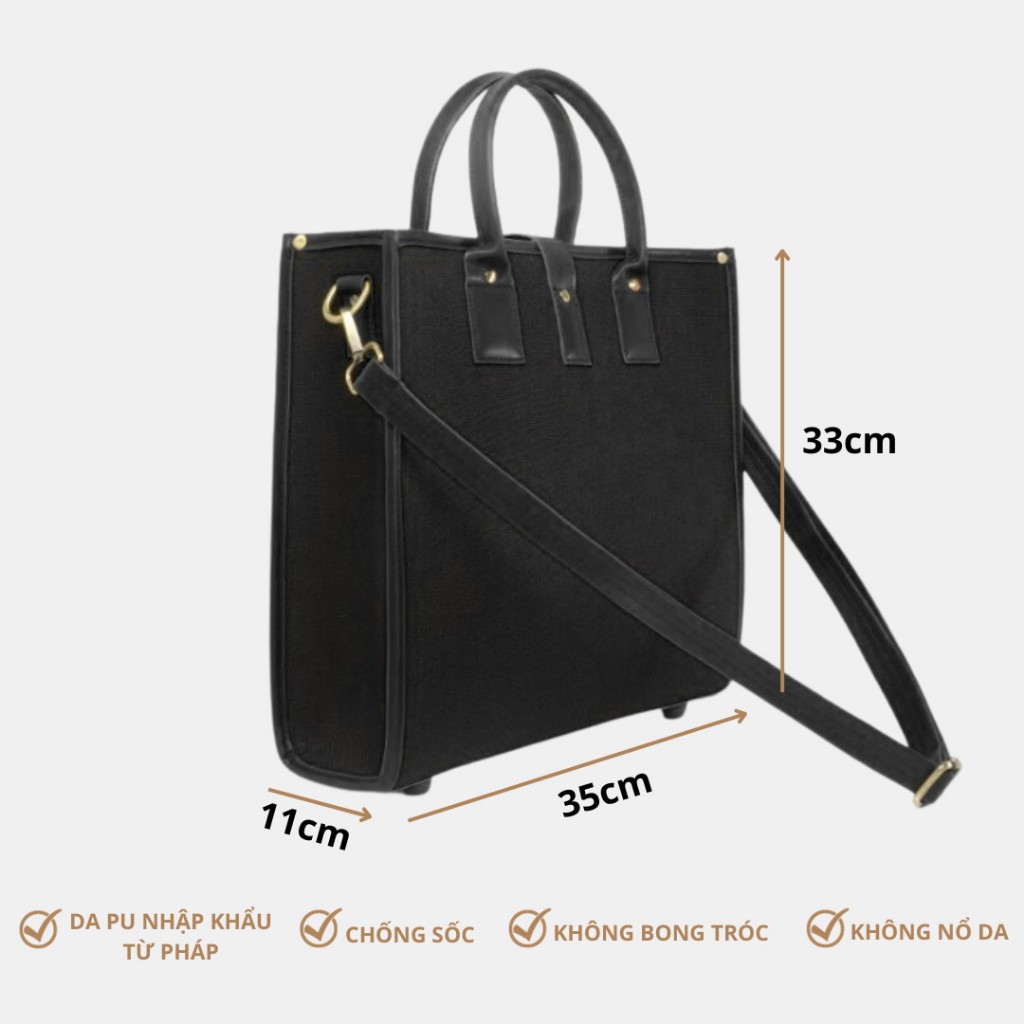 Túi Tote Unisex Phối Da 2 Ngăn Đa Năng The Elegant Thương Hiệu DON ITALO 6 Màu Thiết Kế Da Pu Cao Cấp