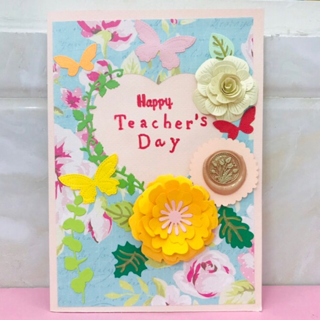 Thiệp 20/11 size a5 mừng ngày nhà giáo Việt Nam thủ công handmade hoa nổi