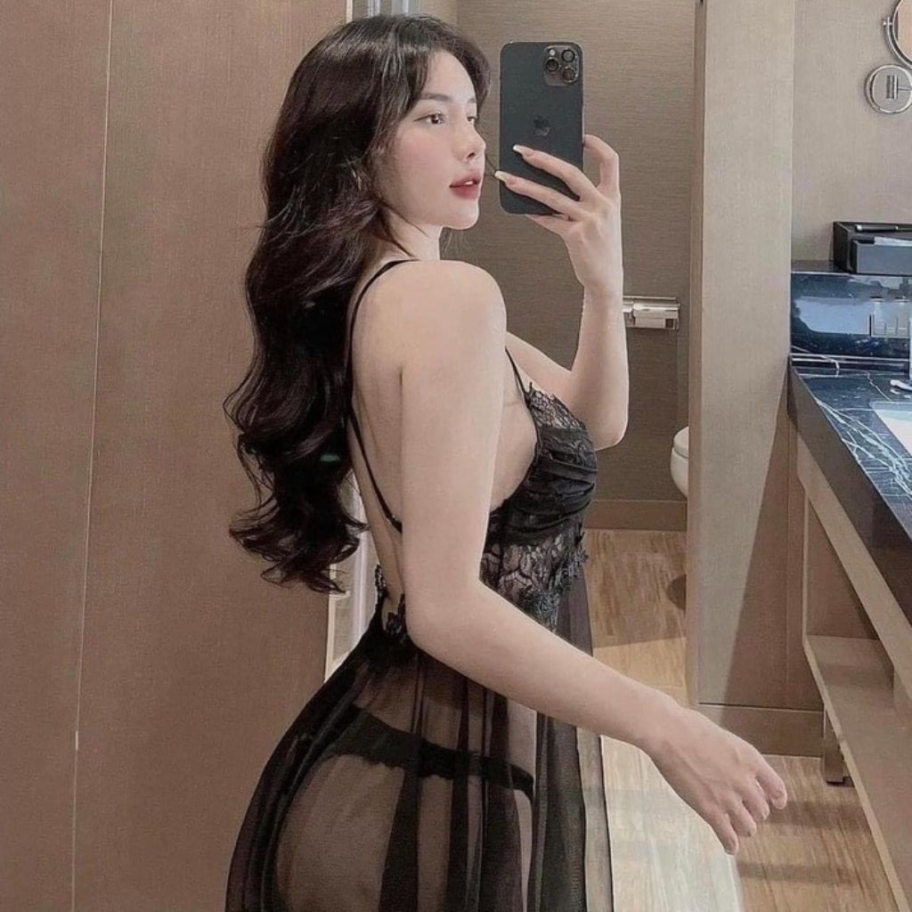 Váy ngủ voan xuyên thấu kèm chip sexy THE CELYNBRA - V79