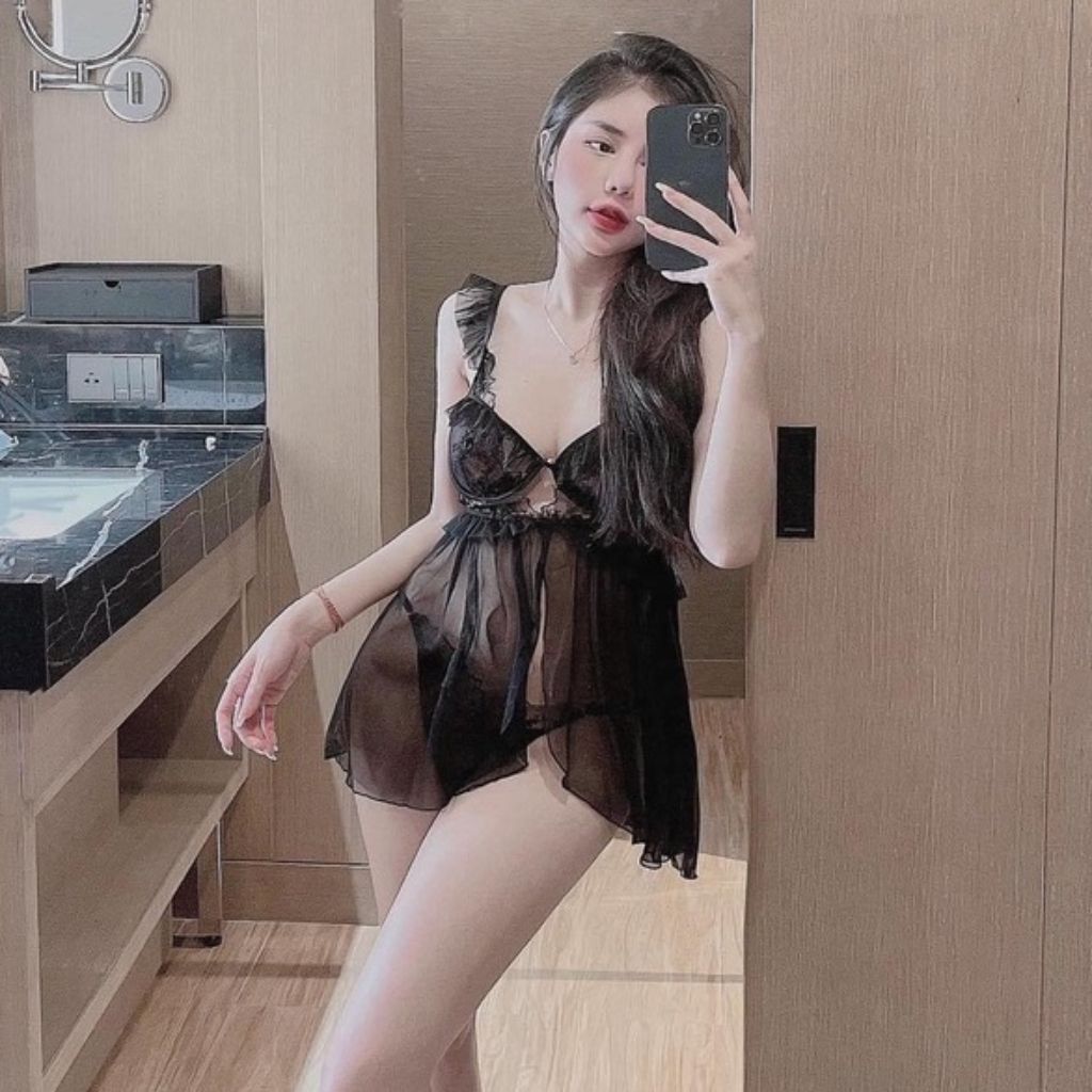 Váy ngủ voan xuyên thấu có gọng nâng đẩy ngực siêu sexy THE CELYNBRA - V77