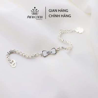 Lắc Bạc Hình Nơ Khắc Tên Cho Bé Gái - Minh Canh Jewelry