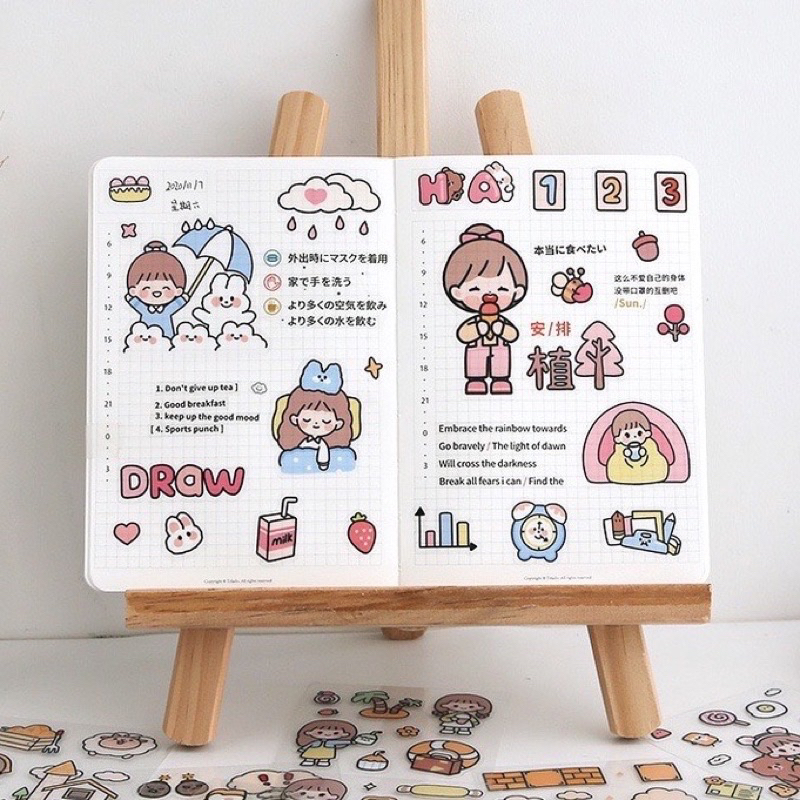 Sticker 50/100/200 tấm tách lẻ không hộp siêu cute