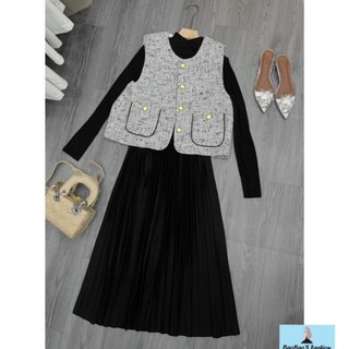 Set áo dạ váy đen siêu hot