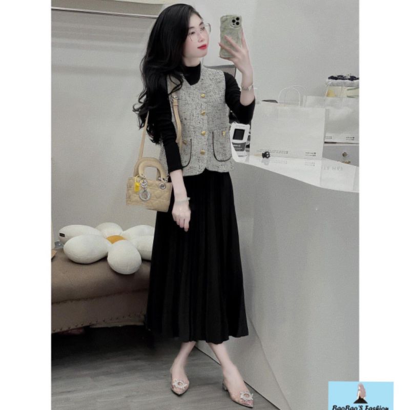 Set áo dạ váy đen siêu hot
