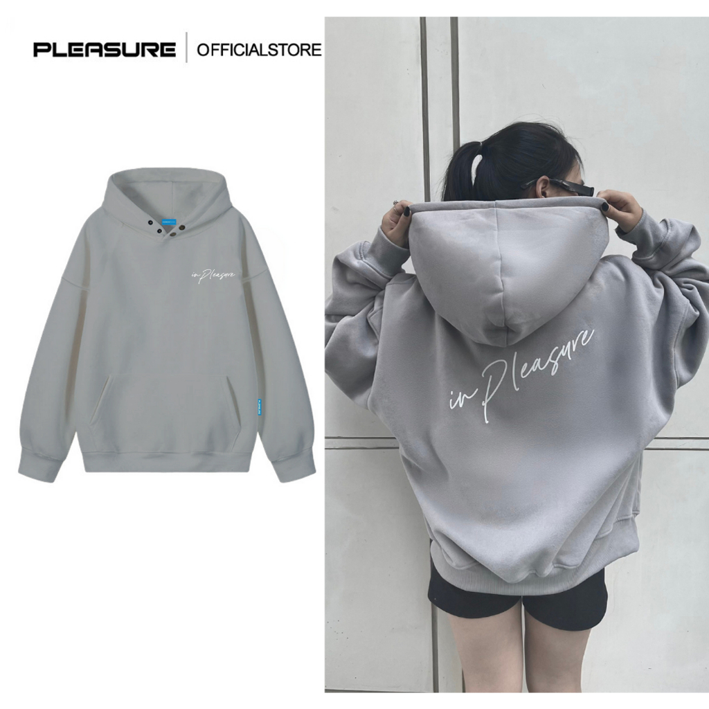 Áo hoodie PLEASURE Signature form rộng mũ 2 lớp tay phồng chất nỉ bông 100% cotton premium PL02
