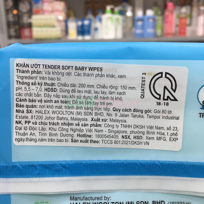 Khăn ướt trẻ em Tender Soft Có Mùi 80 tờ