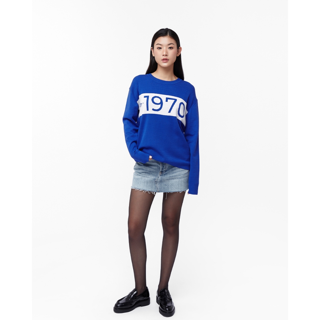TheBlueTshirt - Áo sweater nữ - 1970 Knit Sweater - Blue Eye