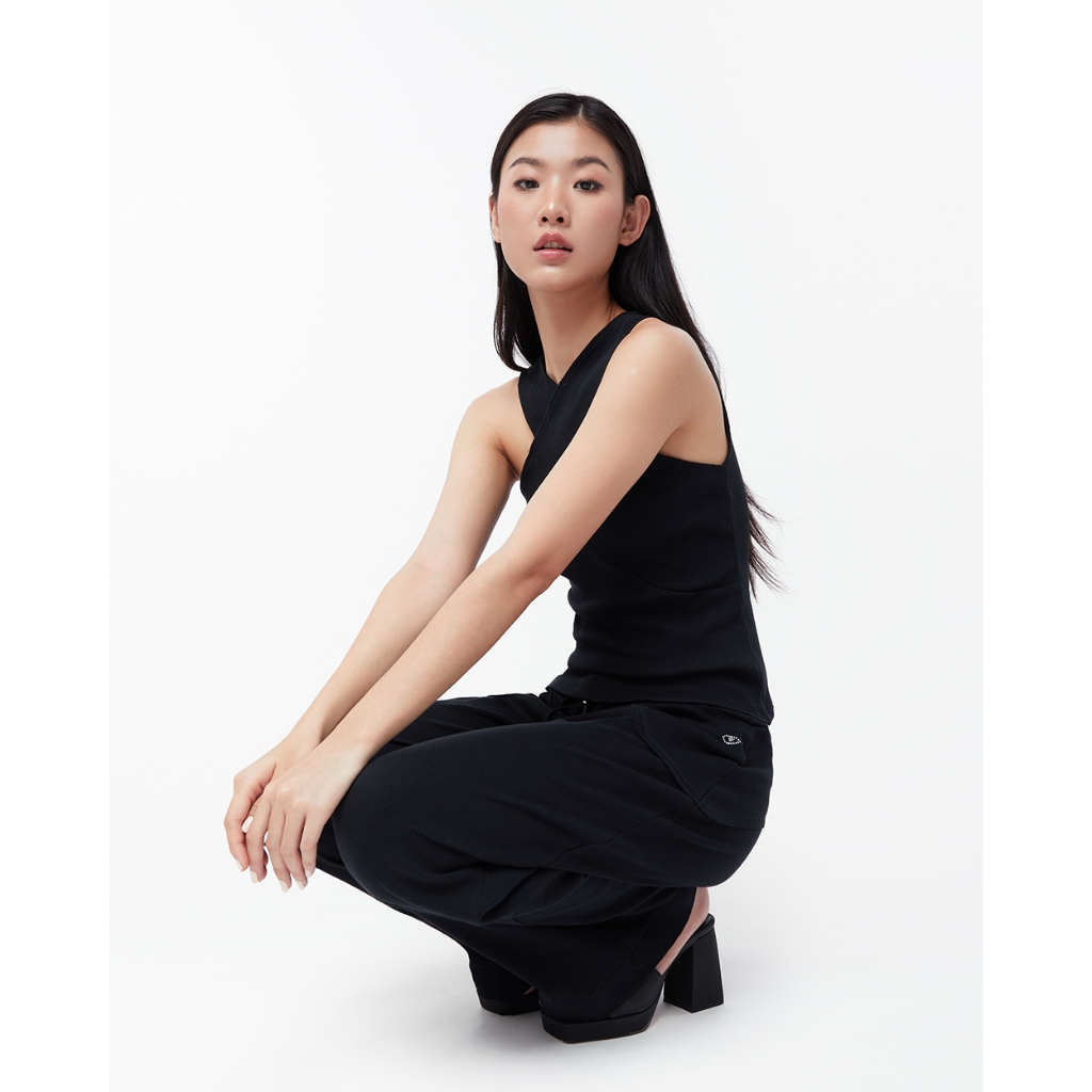 TheBlueTshirt - Áo ba lỗ đắp chéo vai - Crossover Tank - Signature Black Rib