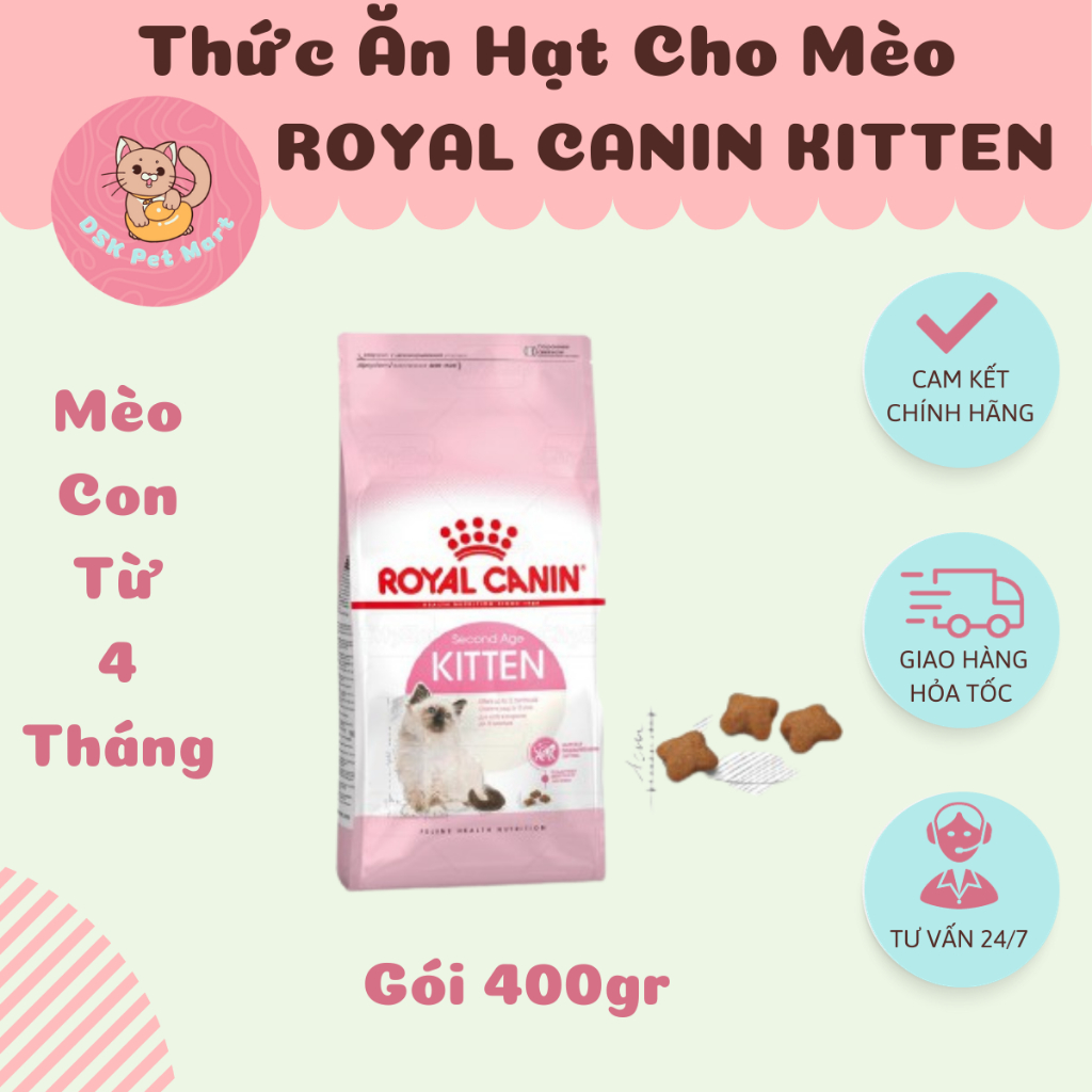 Thức Ăn Hạt Cho Mèo Con - Royal Canin Kitten Gói 400gr