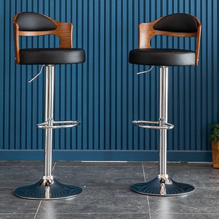 Ghế quầy bar xoay đệm da lưng gỗ cao cấp - Ghế bar cao có tựa lưng, Ghế thu ngân lễ tân decor quán ăn nhà hàng đẹp