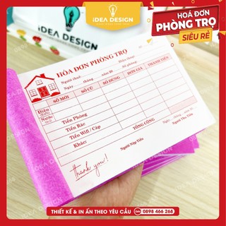 Hoá đơn phòng trọ, hoá đơn thu tiền nhà trọ - size a6 10x14cm - 2 liên - 100 tờ siêu tiện lợi