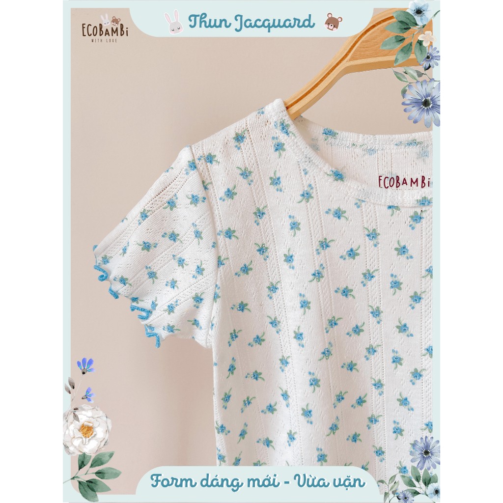 Bộ thun cotton TAY NGẮN phong cách Hàn Quốc bé gái EcobambiWithLove