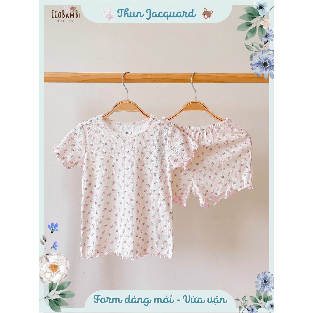 Bộ thun cotton TAY NGẮN phong cách Hàn Quốc bé gái EcobambiWithLove