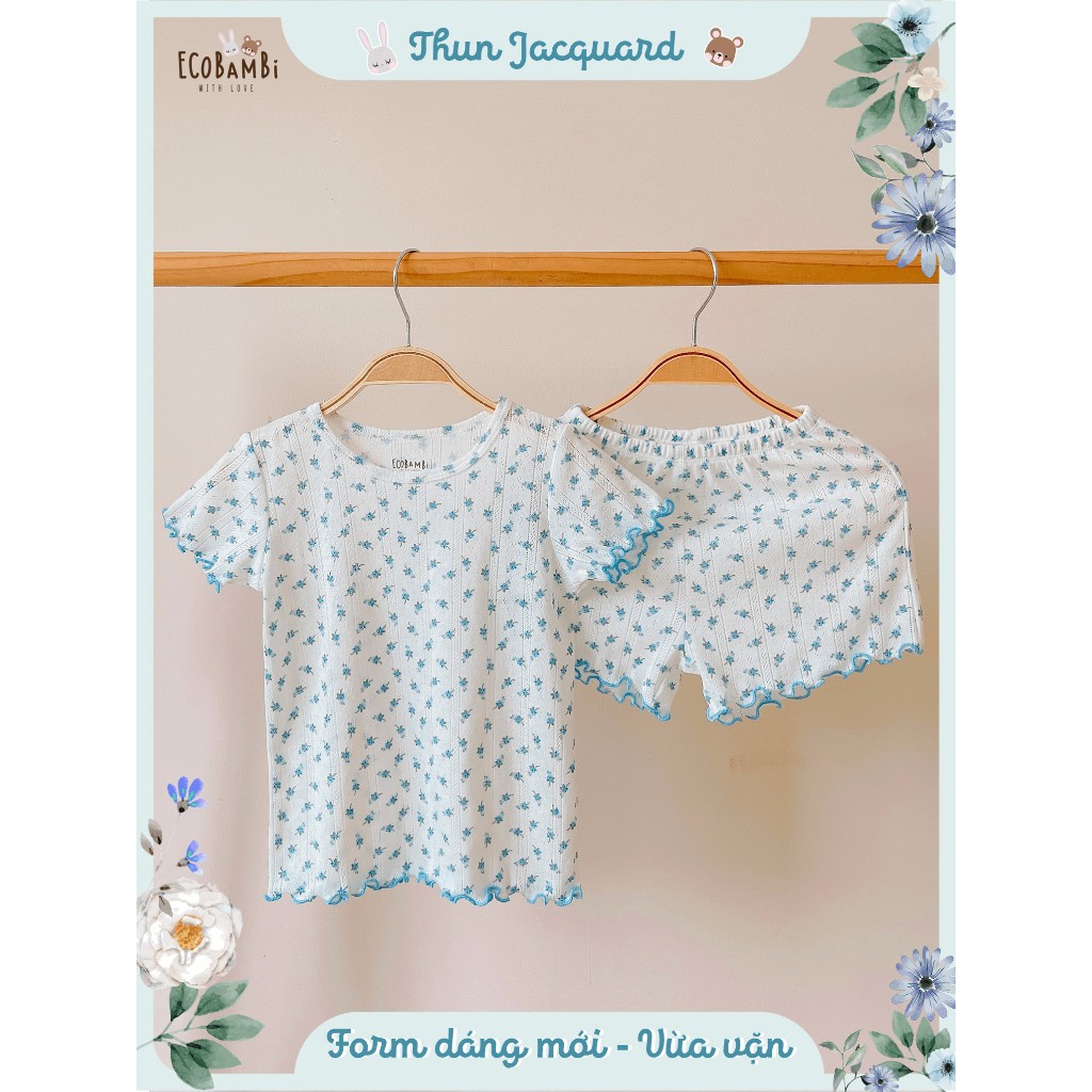 Bộ thun cotton TAY NGẮN phong cách Hàn Quốc bé gái EcobambiWithLove
